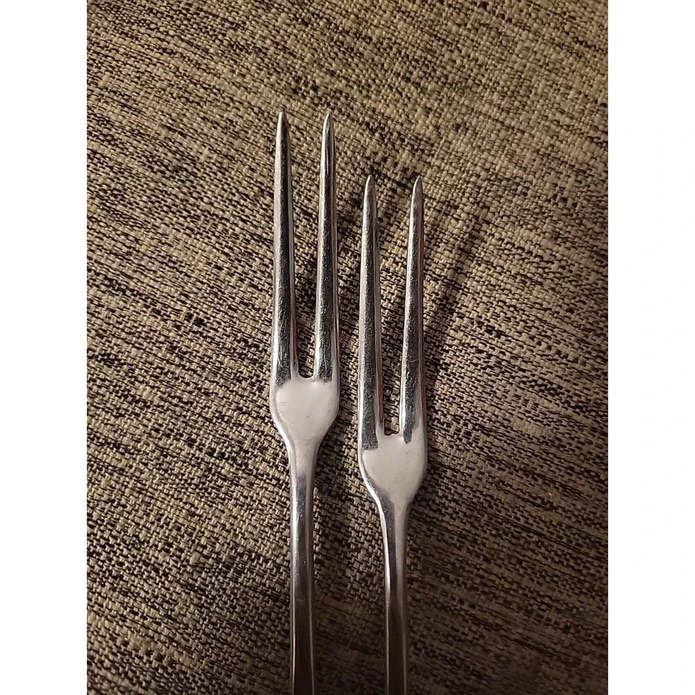 Pair Fondue Forks MCM Silvertone France Vintage h'orderves Appetizer